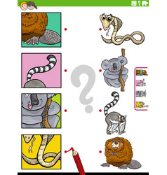 Match Cartoon Animals And Clippings Educational