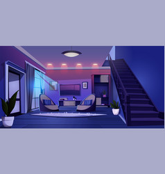 Modern Living Room Interior At Night