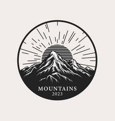 Mountain Logo Black Silhouette Retro Style