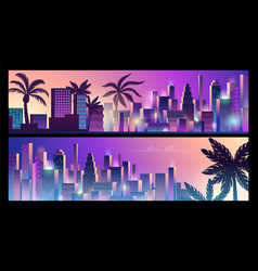 Neon City Banners Cyberpunk Style Background