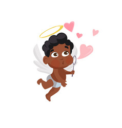 Afro Cupid With Pink Soap Bubbles