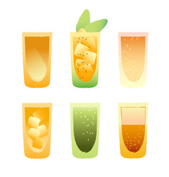 Bright Set Of Alcoholic Drinks In Shooter Glass