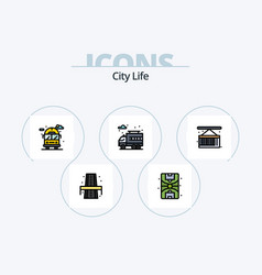 City Life Line Filled Icon Pack 5 Icon Design Van