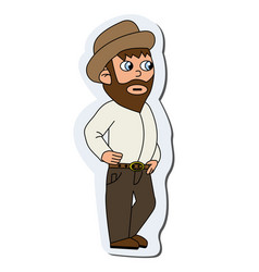 Farmer Look Around Sticker Isolatedvektor