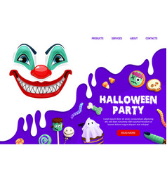 Halloween Party Landing Page Clown Holiday Sweets