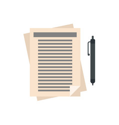 Notary Paper Pen Icon Flat Isolated