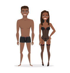 Black African American Man And Woman In Lingerie