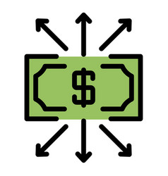 Dollar Arrows All Sides Icon Color Outline