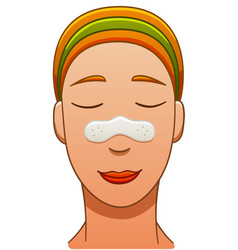 European Red-haired Woman With Nose Pore Strip