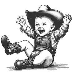 Smiling Baby With Cowboy Hat