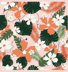 Tropical Summer Seamless Pattern With Palm Leaves