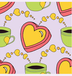 Valentines Day Seamless Pattern Cup And Hearts