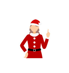 Woman In Santa Claus Holding Up Index Finger