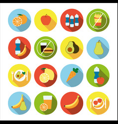 Set Of Flat Healthy Eating Icons