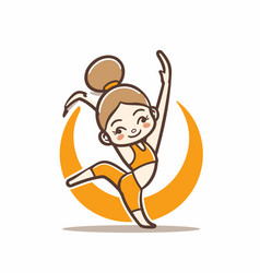 Cute Girl Gymnast Character Cartoon Style