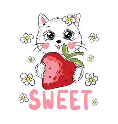 Typography Slogan With Cute Sweet Cat