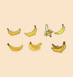 Yellow Banana Hand Drawing Design