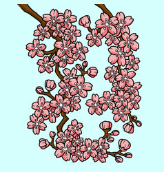 Cherry Blossom Flower Colored Cartoon