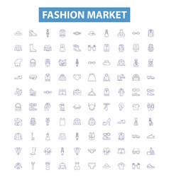 Fashion Market Line Icons Signs Set Clothing