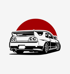 Japanese Sport Car In Red Moon Background