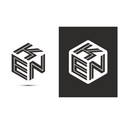 Ken Letter Logo Design With Cube Modern