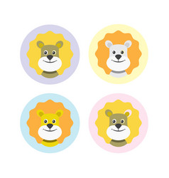 A Set Cute Lion Face Emoticon Emoji Expression