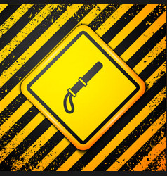 Black Police Rubber Baton Icon Isolated On Yellow