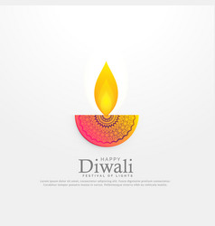 Diwali Festival Diya In Floral Decoration Design