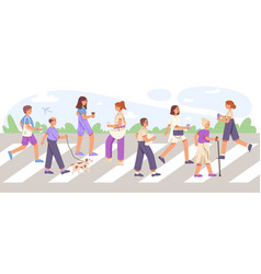 People Crossing Street Pedestrian Crosswalk City