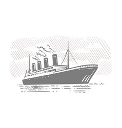 Ocean Liner In Sea Vintage Steam Transatlantic