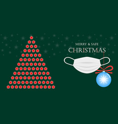 Safe Christmas Banner With Covid Tree And Mask