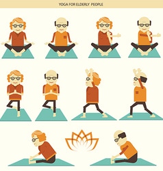 Old People Yoga Icons Isolated