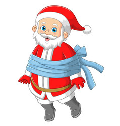 Santa Claus With Tied Blue Ribbon