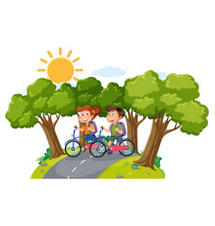 Two Children Riding Bicycles