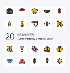 20 Beach Line Filled Color Icon Pack Like Beach