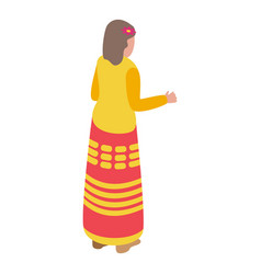 Myanmar Cute Girl Icon Isometric Culture