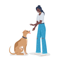 Woman Teaching Dog Tricks Semi Flat Color