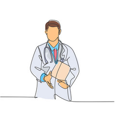 Continuous Line Drawing Of Doctor Welcoming