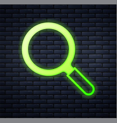 Glowing Neon Magnifying Glass Icon Isolated