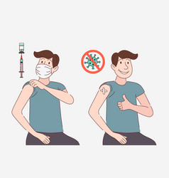 Man In Protective Mask Getting Vaccinated Showing