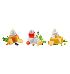 Realistic Cheese Composition Set