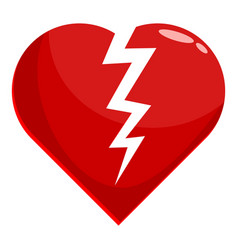 Red Broken Heart Split By Lightning Bolt