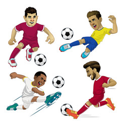 Set Cartoon Football Player In Various Pose