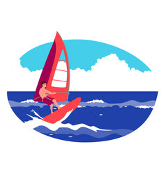 Clipart Of A Windsurfer