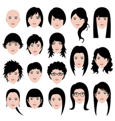 Woman Female Face Hair Hairstyle A Set Of