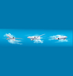 3d Plane Flight Takeoff In Sky Concept Set