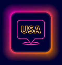 Glowing Neon Line Usa Independence Day Icon