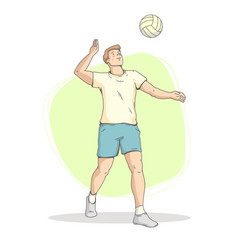 Hand Drawn Man Playing Volleyball