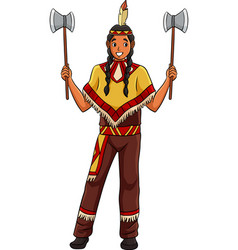 Native American Indian With A Tomahawk Clipart