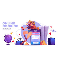 Online Booking Cartoon Banner Travel Service Trip